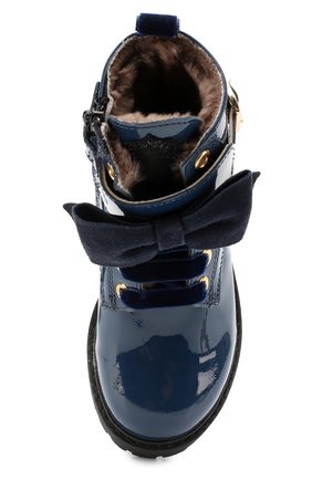 Детские лаковые ботинки с бантом MONNALISA темно-синего цвета, арт. 8C0015M | Фото 4 (Материал внешний: Текстиль; Статус проверки: Проверено, Проверена категория)