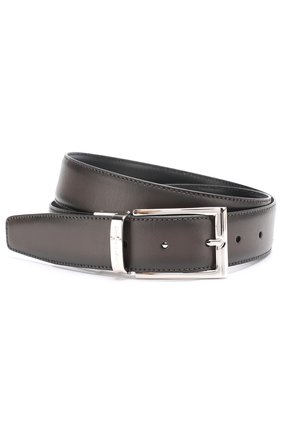 Мужской кожаный ремень с двумя сменными пряжками ERMENEGILDO ZEGNA темно-коричневого цвета по цене 32000 руб., арт. BB0X19/VIT | Фото 1 Мужской кожаный ремень с двумя сменными пряжками ERMENEGILDO ZEGNA темно-коричневого цвета, арт. BB0X19/VIT | Фото 1