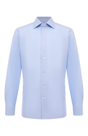 Мужская хлопковая сорочка ERMENEGILDO ZEGNA голубого цвета по цене 32950 руб., арт. 201030/9MS0BR | Фото 1 Мужская хлопковая сорочка ERMENEGILDO ZEGNA голубого цвета, арт. 201030/9MS0BR | Фото 1 (Рукава: Длинные; Материал внешний: Хлопок; Длина (для топов): Стандартные; Статус проверки: Проверено, Проверена категория; Случай: Формальный; Воротник: Акула; Манжеты: На пуговицах; Принт: Однотонные)