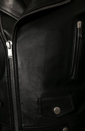 Женская кожаная куртка SAINT LAURENT черного цвета, арт. 481862/Y5YA2 | Фото 5 (Кросс-КТ: Куртка; Рукава: Длинные; Материал внешний: Натуральная кожа; Женское Кросс-КТ: Замша и кожа; Длина (верхняя одежда): Короткие; Материал подклада: Купро)
