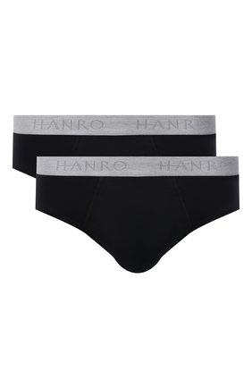 Мужские комплект из двух хлопковых брифов HANRO черного цвета, арт. 073075 | Фото 1 (Материал внешний: Хлопок)