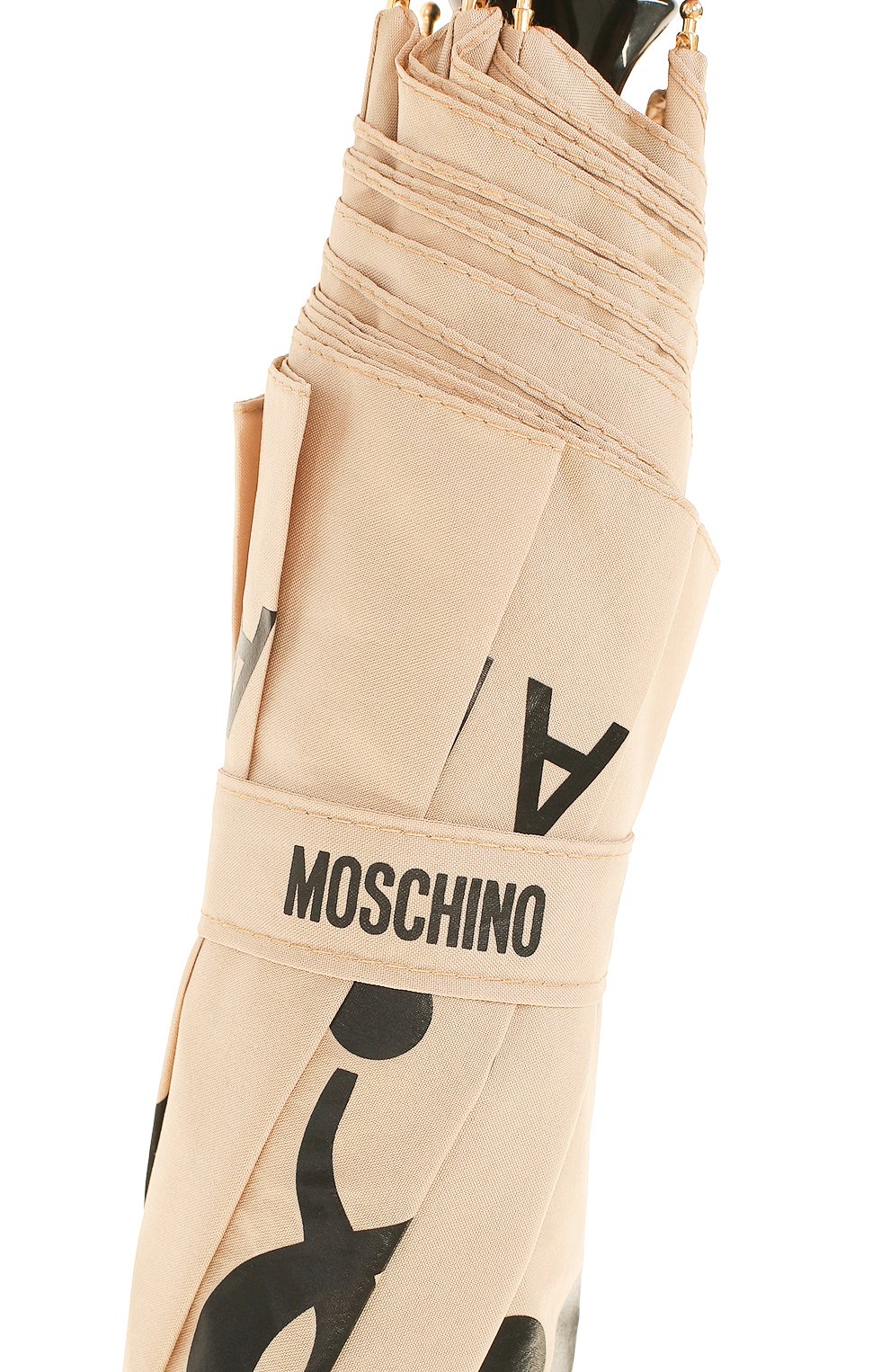 Женский бежевый складной зонт с принтом Moschino, арт. 8010-0PENCL0SE купить в ЦУМ | Фото №5 Складной зонт с принтом Moschino бежевый | Фото №5