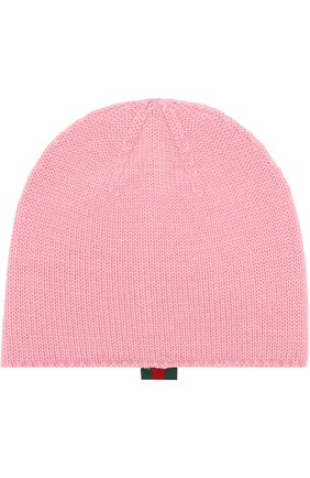 Детского шерстяная шапка GUCCI розового цвета, арт. 473567/3K706 | Фото 1 (Материал: Шерсть, Текстиль; Статус проверки: Проверена категория)