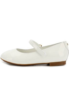 Детские балетки из лаковой кожи DOLCE & GABBANA белого цвета по цене 16050 руб., арт. D10699/A1328/24-28 | Фото 2 Детские балетки из лаковой кожи DOLCE & GABBANA белого цвета, арт. D10699/A1328/24-28 | Фото 2