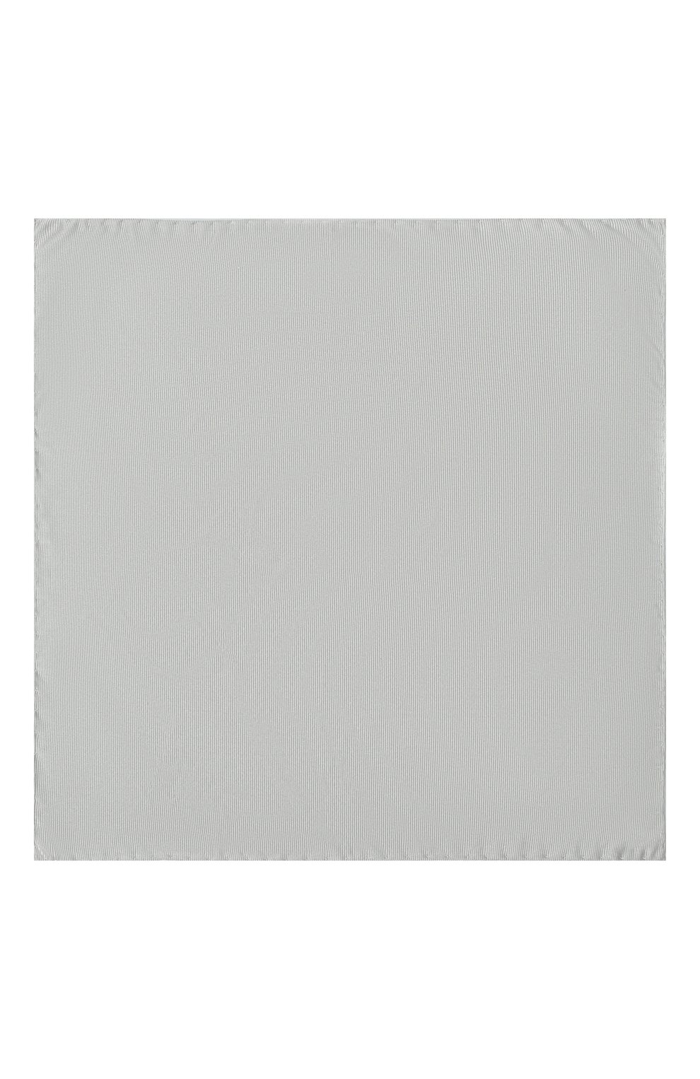 Мужской шелковый платок GIORGIO ARMANI серебряного цвета, арт. 360023/8P999 | Фото 3 (Материал: Текстиль, Шелк)