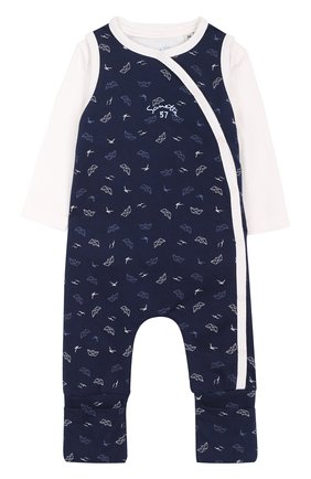 Детский хлопковая пижама с принтом SANETTA синего цвета, арт. 901609 | Фото 1 (Статус проверки: Проверено, Проверена категория)