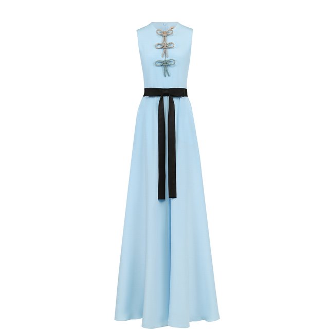 Шелковое платье-макси с контрастным поясом Emilio Pucci