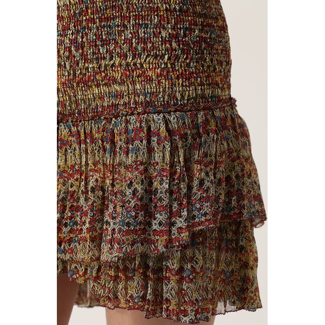 фото Шелковая мини-юбка с оборками и принтом isabel marant etoile