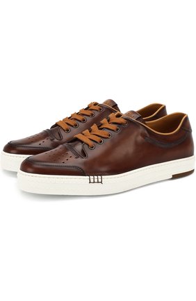 Мужские кожаные кеды BERLUTI коричневого цвета по цене 105500 руб., арт. S4035-016 | Фото 1 Мужские кожаные кеды BERLUTI коричневого цвета, арт. S4035-016 | Фото 1 (Статус проверки: Проверена категория, Проверено; Подошва: Плоская)