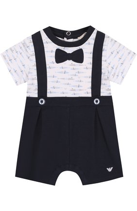 Детское хлопковый комплект из песочника с пинетками и полотенца ARMANI JUNIOR голубого цвета по цене 12450 руб., арт. 3ZHV16/4JFKZ | Фото 2 Детское хлопковый комплект из песочника с пинетками и полотенца ARMANI JUNIOR голубого цвета, арт. 3ZHV16/4JFKZ | Фото 2