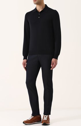 Мужское шерстяное поло BRIONI темно-синего цвета по цене 89100 руб., арт. UMR30S/PZK03 | Фото 2 Мужское шерстяное поло BRIONI темно-синего цвета, арт. UMR30S/PZK03 | Фото 2 (Длина (для топов): Стандартные; Материал внешний: Шерсть; Рукава: Длинные; Кросс-КТ: Трикотаж; Статус проверки: Проверена категория; Застежка: Пуговицы)