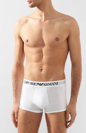 Мужские хлопковые боксеры EMPORIO ARMANI белого цвета по цене 3170 руб., арт. 111389/CC729 | Фото 2 Мужские хлопковые боксеры EMPORIO ARMANI белого цвета, арт. 111389/CC729 | Фото 2