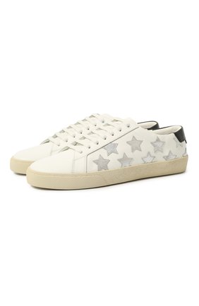 Женские кожаные кеды court classic с аппликациями SAINT LAURENT белого цвета по цене 43300 руб., арт. 419197/0MP10 | Фото 1 Женские кожаные кеды court classic с аппликациями SAINT LAURENT белого цвета, арт. 419197/0MP10 | Фото 1 (Статус проверки: Проверена категория, Проверено; Подошва: Платформа; Материал внутренний: Натуральная кожа)