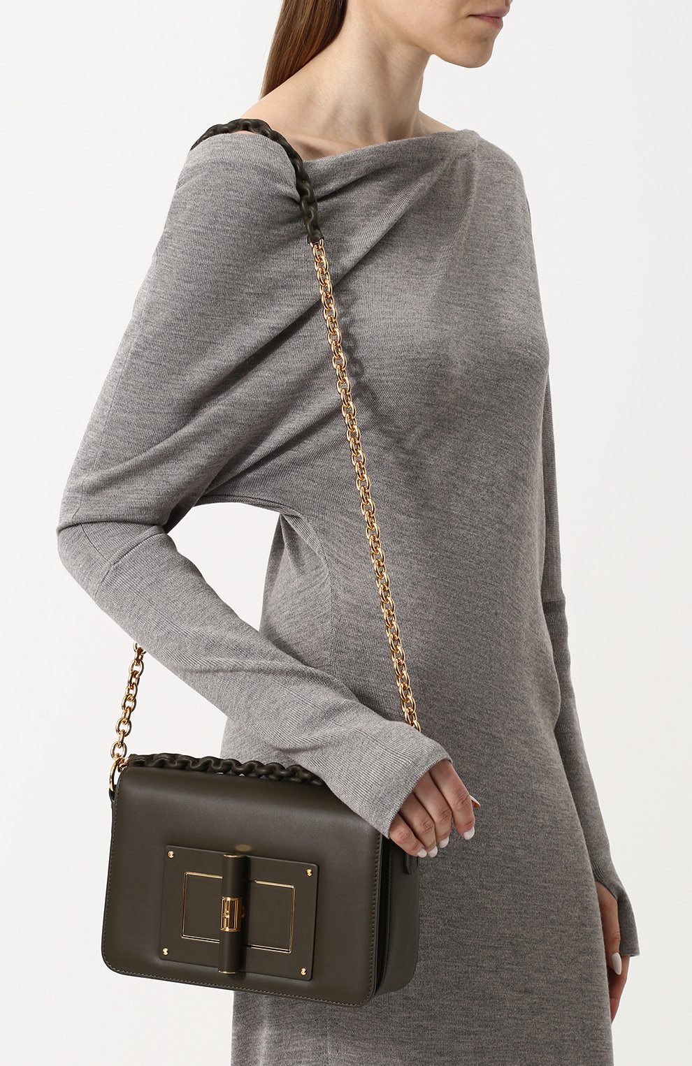 Женская сумка medium natalia TOM FORD хаки цвета, арт. 118L0826T-CH8 купить в ЦУМ | Фото №5 Сумка Medium Natalia Tom Ford хаки цвета | Фото №5