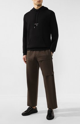 Мужской хлопковое худи SAINT LAURENT черного цвета по цене 59950 руб., арт. 464581/YB2PG | Фото 2 Мужской хлопковое худи SAINT LAURENT черного цвета, арт. 464581/YB2PG | Фото 2