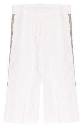 Детские укороченные брюки с лампасами MONNALISA белого цвета, арт. 711402A7 | Фото 2 (Статус проверки: Проверено, Проверена категория; Девочки Кросс-КТ: Брюки-одежда; Материал внешний: Вискоза)