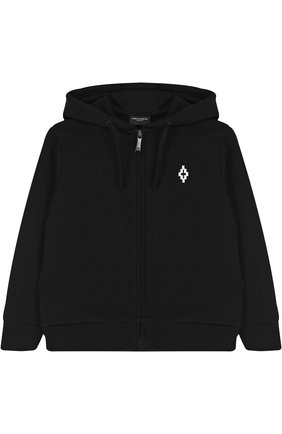 Детский хлопковый кардиган на молнии с капюшоном MARCELO BURLON KIDS OF MILAN черного цвета по цене 17600 руб., арт. B/MB/2202/0020 | Фото 1 Детский хлопковый кардиган на молнии с капюшоном MARCELO BURLON KIDS OF MILAN черного цвета, арт. B/MB/2202/0020 | Фото 1