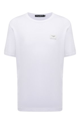Мужская хлопковая футболка DOLCE & GABBANA белого цвета по цене 36300 руб., арт. G8HV0T/FU7EQ | Фото 1 Мужская хлопковая футболка DOLCE & GABBANA белого цвета, арт. G8HV0T/FU7EQ | Фото 1 (Материал внешний: Хлопок; Мужское Кросс-КТ: Футболка-одежда; Длина (для топов): Стандартные; Рукава: Короткие; Принт: Без принта; Стили: Кэжуэл; Статус проверки: Проверена категория)