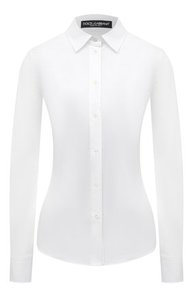 Женская хлопковая рубашка DOLCE & GABBANA белого цвета, арт. F5G19T/FUEAJ | Фото 1 (Длина (для топов): Стандартные; Материал внешний: Хлопок; Рукава: Длинные; Принт: Без принта; Женское Кросс-КТ: Рубашка-одежда; Статус проверки: Проверена категория; Стили: Гламурный, Классический)