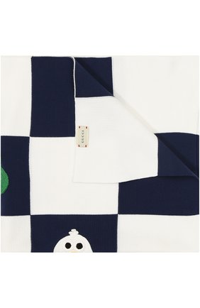 Детского хлопковое одеяло GUCCI синего цвета, арт. 488779/3K111 | Фото 1 (Материал: Хлопок, Текстиль)