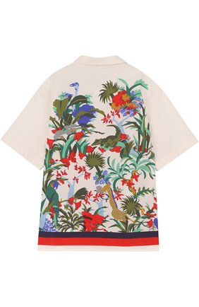 Детская хлопковая рубашка с принтом GUCCI разноцветного цвета, арт. 499998/XB20A | Фото 2 (Рукава: Короткие; Материал внешний: Хлопок; Случай: Повседневный)