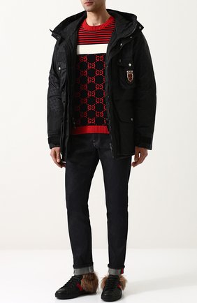 Мужская утепленная куртка на молнии с капюшоном GUCCI черного цвета по цене 165000 руб., арт. 495713/Z705C | Фото 2 Мужская утепленная куртка на молнии с капюшоном GUCCI черного цвета, арт. 495713/Z705C | Фото 2
