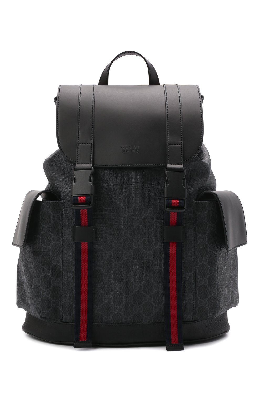 Мужской рюкзак gg supreme с клапаном GUCCI черного цвета, арт. 495563/K9R8X | Фото 1