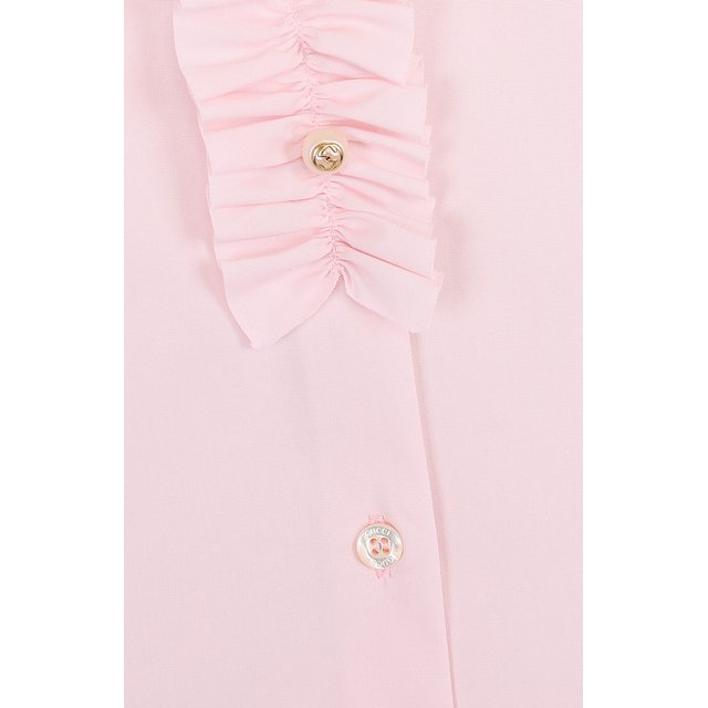 Хлопковая блуза с оборкой и коротким рукавом Gucci 503679/XB365 Фото 3