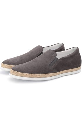 Мужские замшевые слипоны с отделкой TOD’S темно-серого цвета по цене 32100 руб., арт. XXM0TV0K900RE0B408 | Фото 1 Мужские замшевые слипоны с отделкой TOD’S темно-серого цвета, арт. XXM0TV0K900RE0B408 | Фото 1