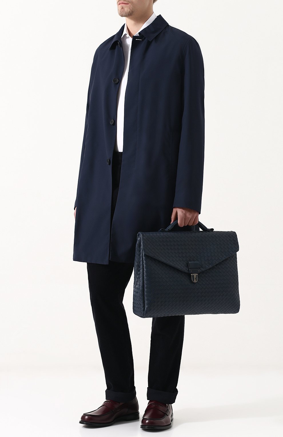 Мужской синий кожаный портфель с плетением intrecciato Bottega Veneta, арт. 122139/V4651 купить в ЦУМ | Фото №2 Кожаный портфель с плетением Intrecciato Bottega Veneta синий | Фото №2
