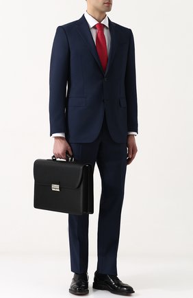 Мужской черный кожаный портфель с плечевым ремнем Canali, арт. P325328/NA00053 купить в ЦУМ | Фото №2 Кожаный портфель с плечевым ремнем Canali черный | Фото №2