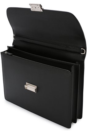 Мужской черный кожаный портфель с плечевым ремнем Canali, арт. P325328/NA00053 купить в ЦУМ | Фото №4 Кожаный портфель с плечевым ремнем Canali черный | Фото №4