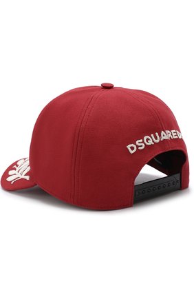 Хлопковая бейсболка с вышивкой Dsquared2, красного цвета, арт. BCM0033 08C0001 в ЦУМ | Фото №2 Хлопковая бейсболка с вышивкой Dsquared2 красного цвета | Фото №2
