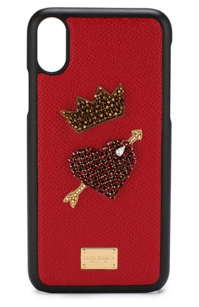 Мужской кожаный чехол для iphone x с аппликацией DOLCE & GABBANA красного цвета по цене 23200 руб., арт. BI2408/AU282 | Фото 1 Мужской кожаный чехол для iphone x с аппликацией DOLCE & GABBANA красного цвета, арт. BI2408/AU282 | Фото 1