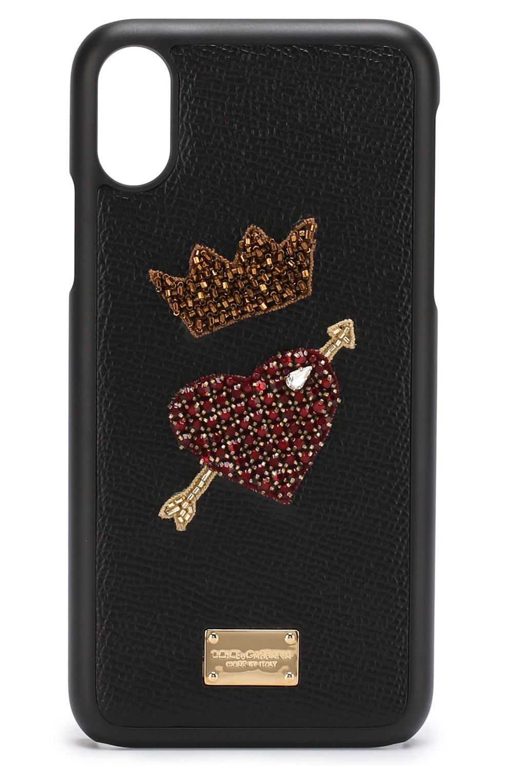 Кожаный чехол для iPhone X с аппликацией Dolce & Gabbana | Фото №1