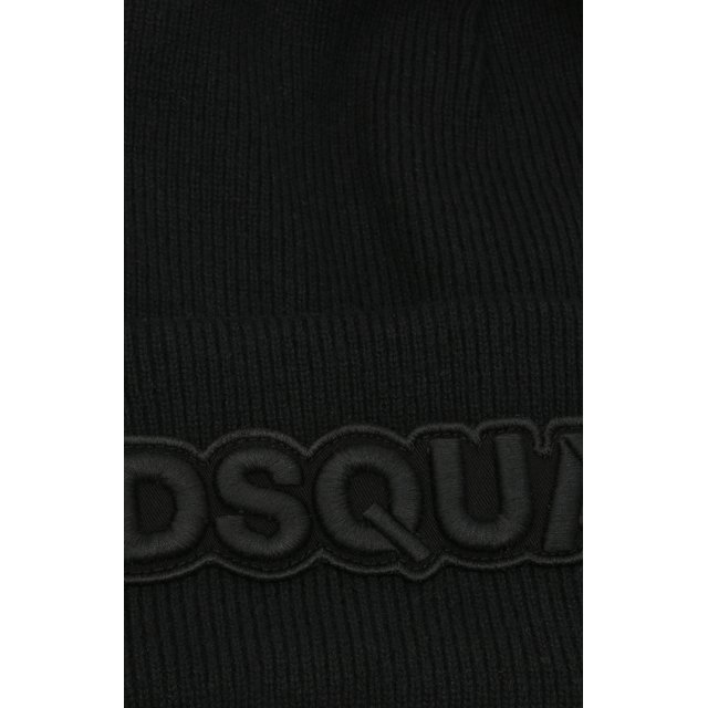 фото Шерстяная вязаная шапка с логотипом бренда dsquared2