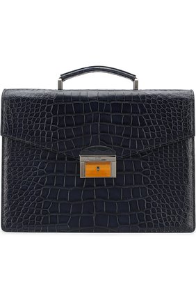 Мужской темно-синий портфель из кожи аллигатора Brioni, арт. 0ITC0L/P7716 купить в ЦУМ | Фото №1 Портфель из кожи аллигатора Brioni темно-синий | Фото №1