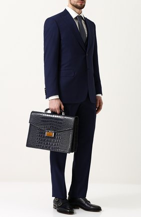 Мужской темно-синий портфель из кожи аллигатора Brioni, арт. 0ITC0L/P7716 купить в ЦУМ | Фото №2 Портфель из кожи аллигатора Brioni темно-синий | Фото №2