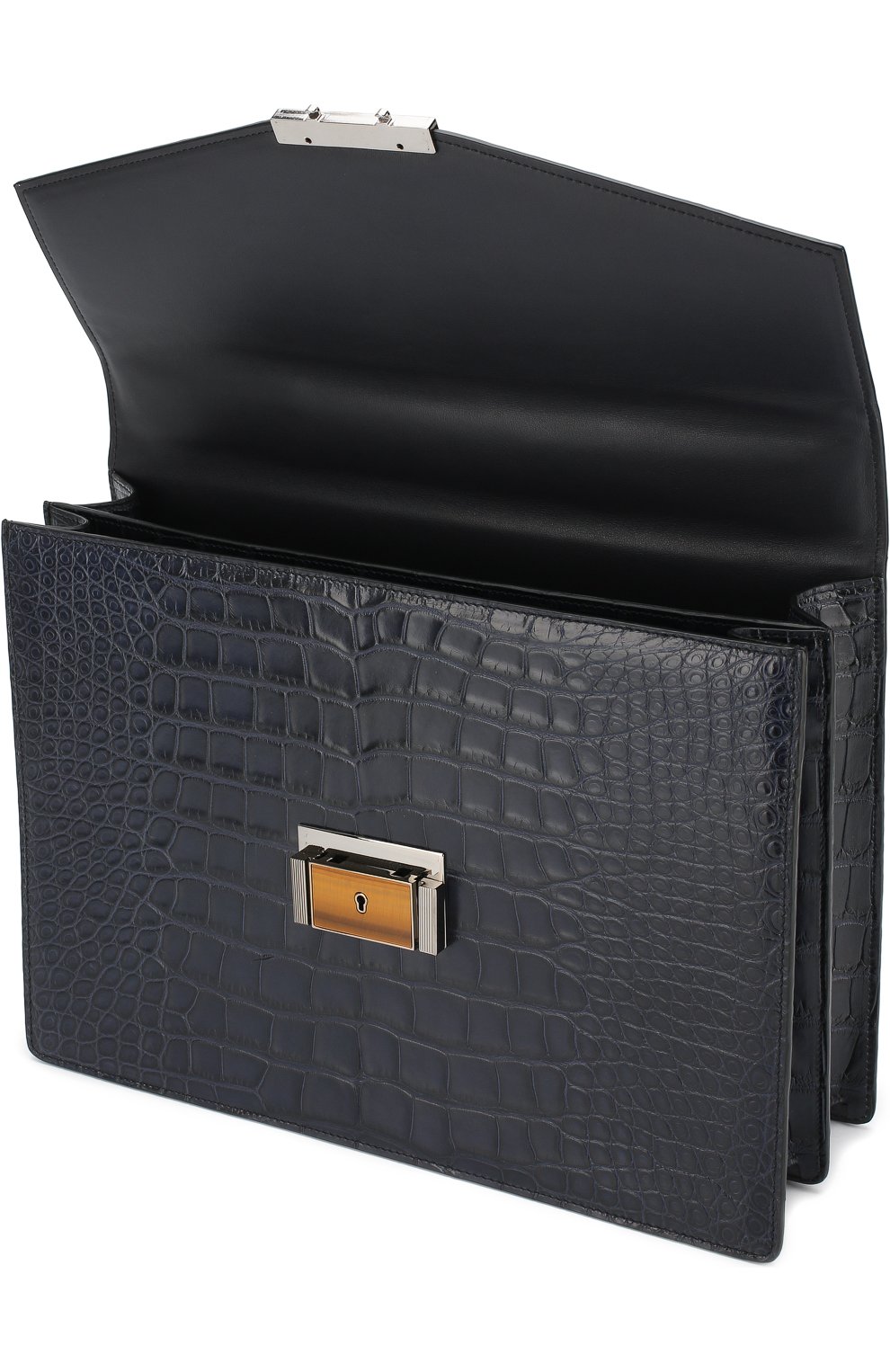 Мужской темно-синий портфель из кожи аллигатора Brioni, арт. 0ITC0L/P7716 купить в ЦУМ | Фото №4 Портфель из кожи аллигатора Brioni темно-синий | Фото №4