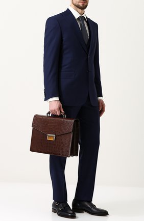 Мужской портфель из кожи аллигатора BRIONI коричневого цвета по цене 2335000 руб., арт. 0ITC0L/P7716 | Фото 2 Мужской портфель из кожи аллигатора BRIONI коричневого цвета, арт. 0ITC0L/P7716 | Фото 2