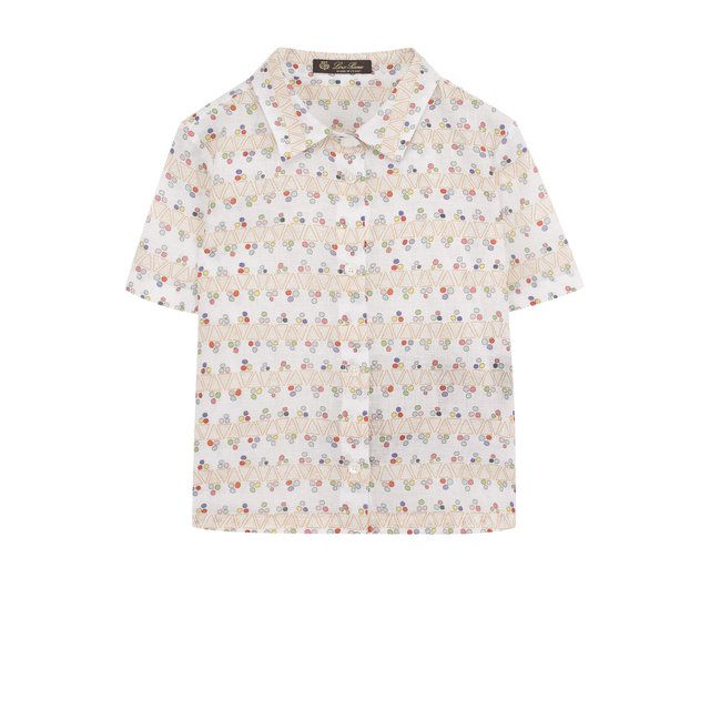 Льняная блуза прямого кроя с принтом Loro Piana FAI0927