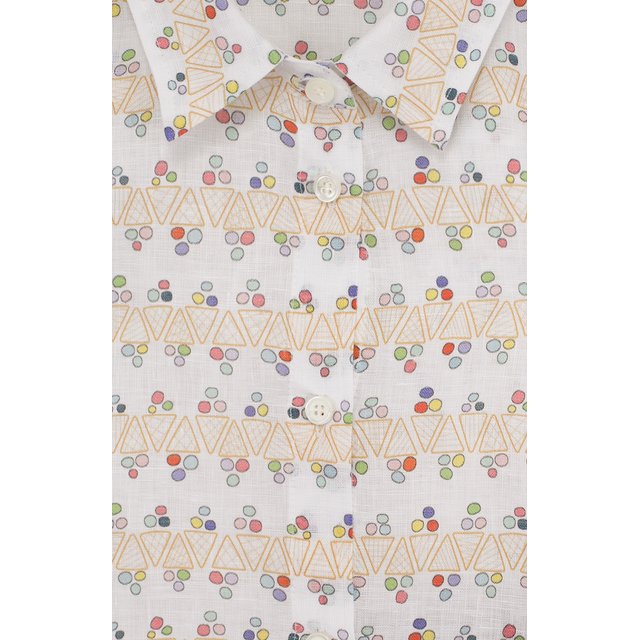 Льняная блуза прямого кроя с принтом Loro Piana FAI0927 Фото 3