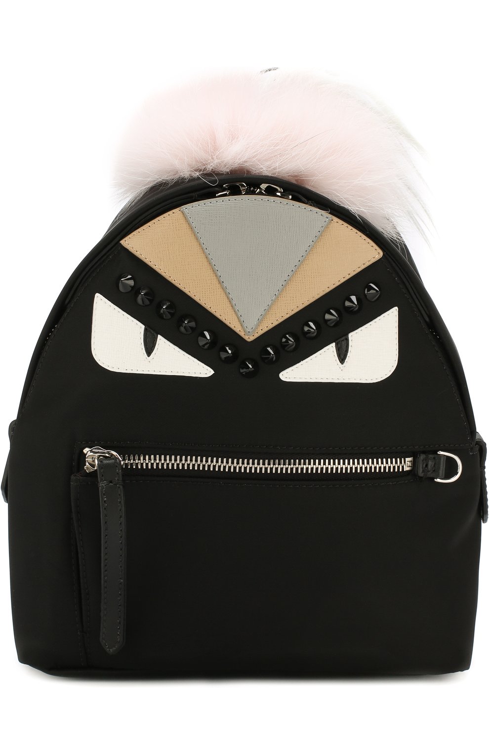 Женский рюкзак из текстиля с аппликациями bag bugs FENDI черного цвета, арт. 8BZ038 A0Y7 | Фото 1