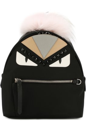 Женский рюкзак из текстиля с аппликациями bag bugs FENDI черного цвета по цене 139500 руб., арт. 8BZ038 A0Y7 | Фото 1 Женский рюкзак из текстиля с аппликациями bag bugs FENDI черного цвета, арт. 8BZ038 A0Y7 | Фото 1
