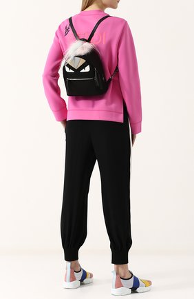 Женский рюкзак из текстиля с аппликациями bag bugs FENDI черного цвета по цене 139500 руб., арт. 8BZ038 A0Y7 | Фото 2 Женский рюкзак из текстиля с аппликациями bag bugs FENDI черного цвета, арт. 8BZ038 A0Y7 | Фото 2