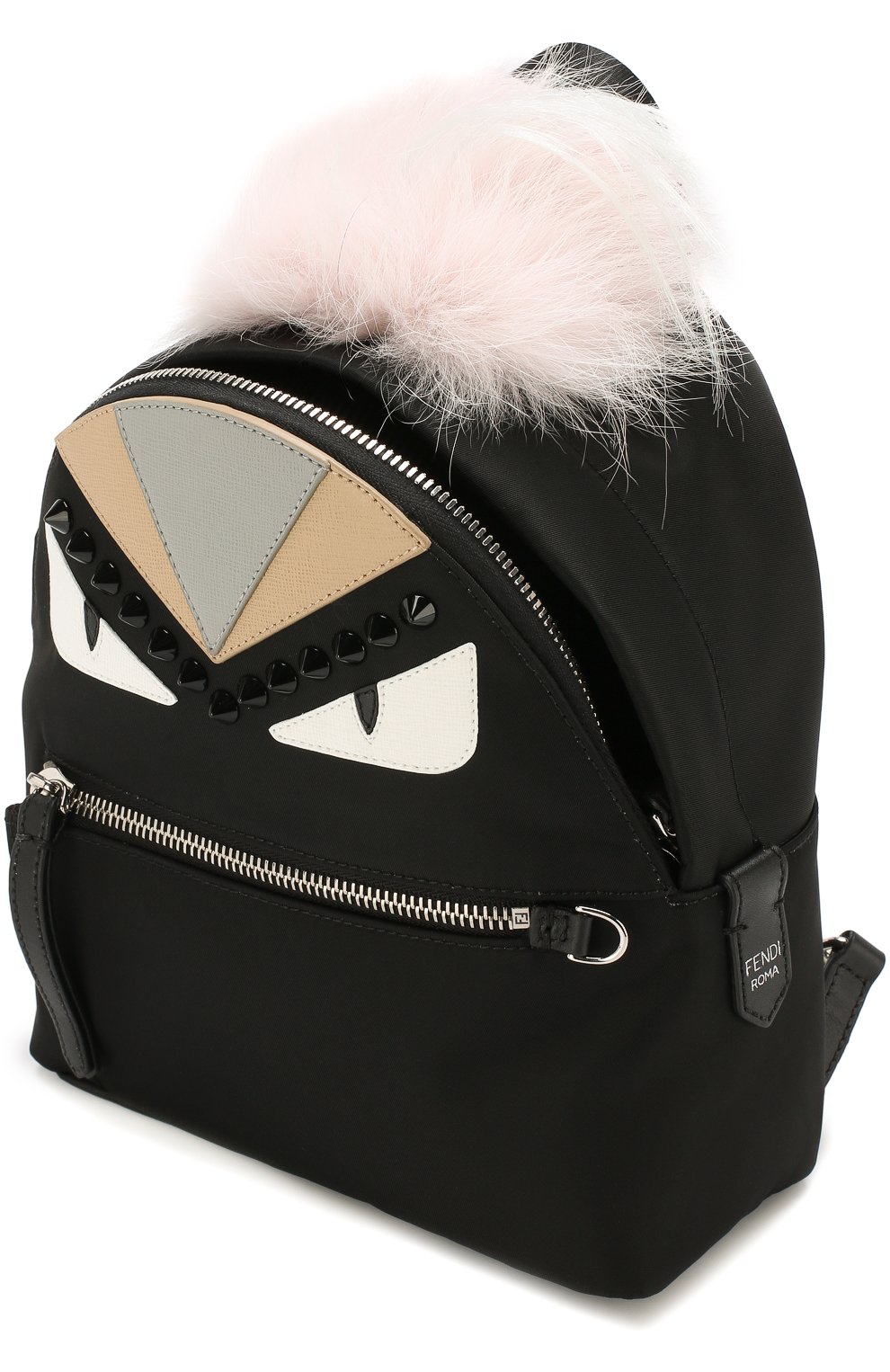 Женский рюкзак из текстиля с аппликациями bag bugs FENDI черного цвета по цене 139500 руб., арт. 8BZ038 A0Y7 | Фото 4 Женский рюкзак из текстиля с аппликациями bag bugs FENDI черного цвета, арт. 8BZ038 A0Y7 | Фото 4