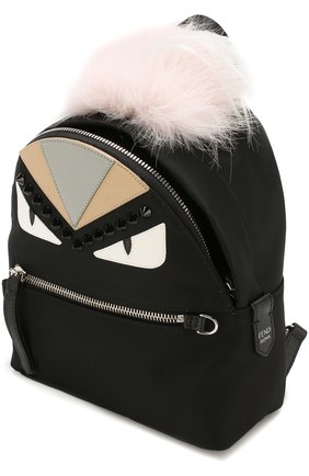 Женский рюкзак из текстиля с аппликациями bag bugs FENDI черного цвета по цене 139500 руб., арт. 8BZ038 A0Y7 | Фото 4 Женский рюкзак из текстиля с аппликациями bag bugs FENDI черного цвета, арт. 8BZ038 A0Y7 | Фото 4