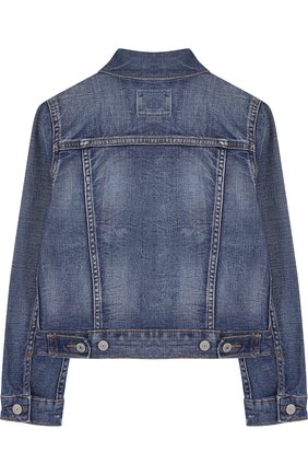 Детского джинсовая куртка с декоративными потертостями POLO RALPH LAUREN синего цвета по цене 5990 руб., арт. 323691101 | Фото 2 Детского джинсовая куртка с декоративными потертостями POLO RALPH LAUREN синего цвета, арт. 323691101 | Фото 2