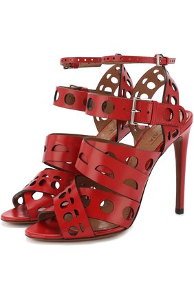 Женские красные кожаные босоножки на шпильке Alaia, арт. 8S3X777CG93 купить в ЦУМ | Фото №1 Кожаные босоножки на шпильке Alaia красные | Фото №1