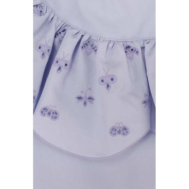 Хлопковое мини-платье с оборками и вышивкой Loro Piana FAI0550 Фото 3